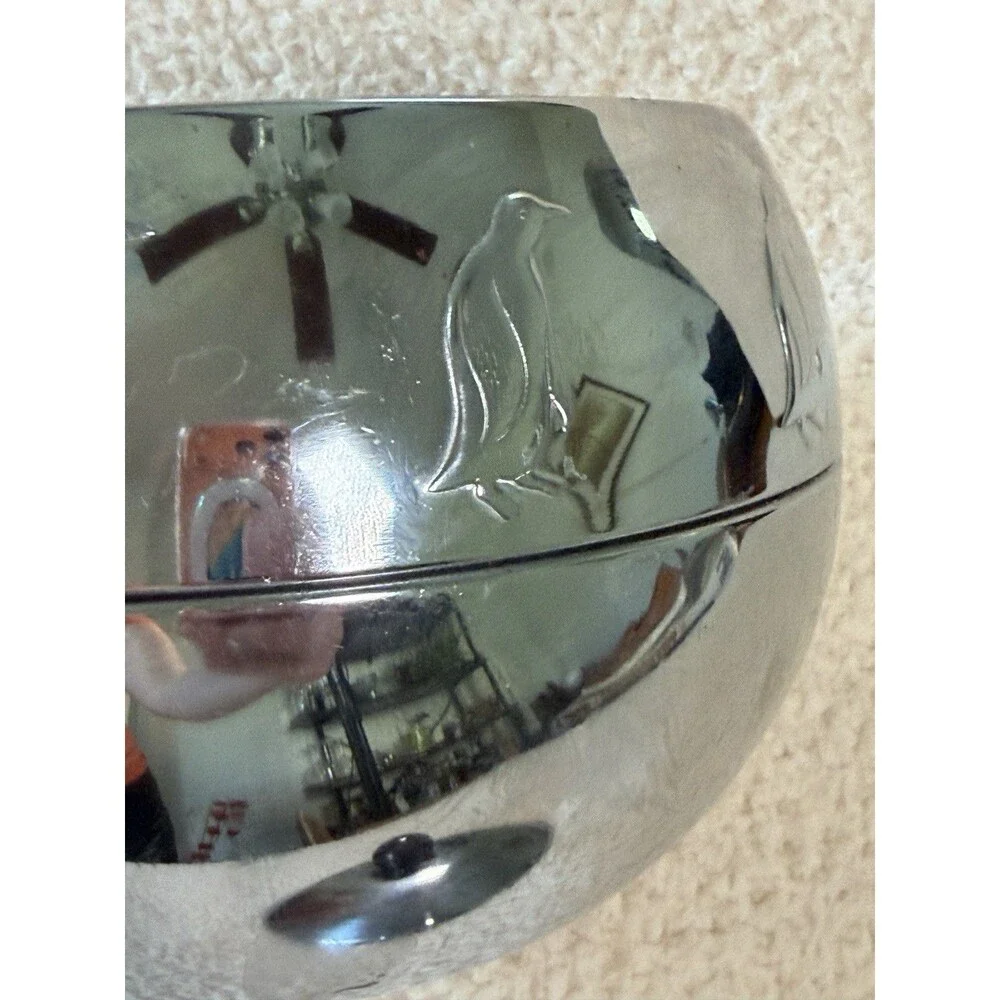 Vintage West Bend Penguin Chrome Hot/Cold Server Ice Bucket Bakelite Handles MCM